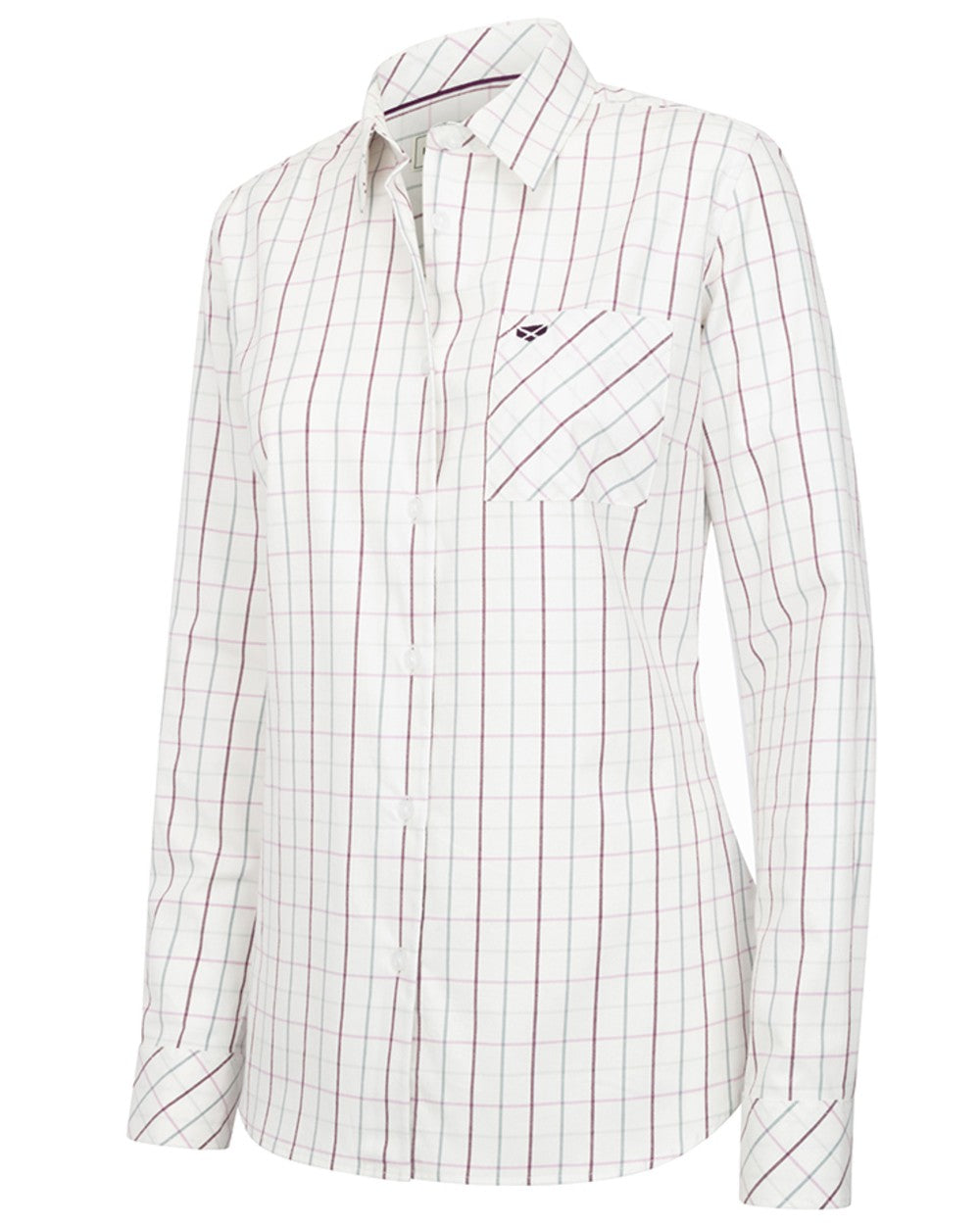 Purple Mineral Blue coloured Hoggs of Fife Womens Aberlady Tattersall Shirt on white background