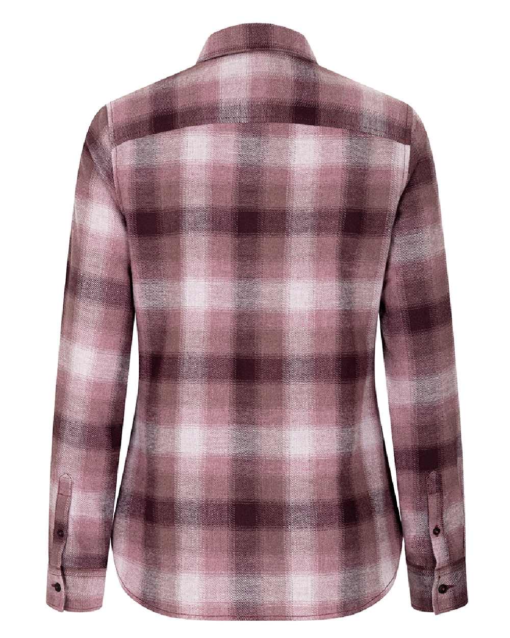 Burgundy coloured Hoggs of Fife Isla Flannel Check Shirt on white background 