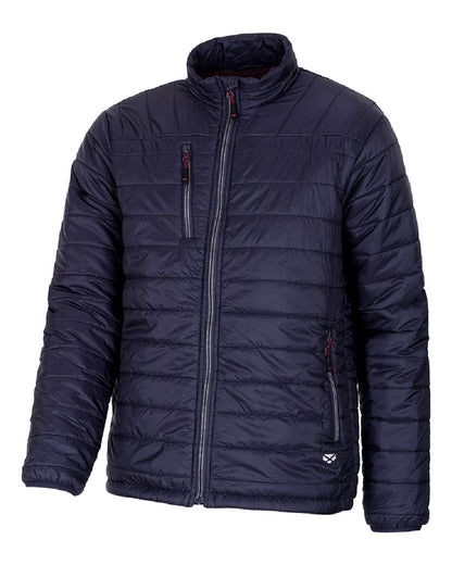 Navy/Merlot coloured Hoggs of Fife Kingston Lightweight Quilted Jacket on white background 