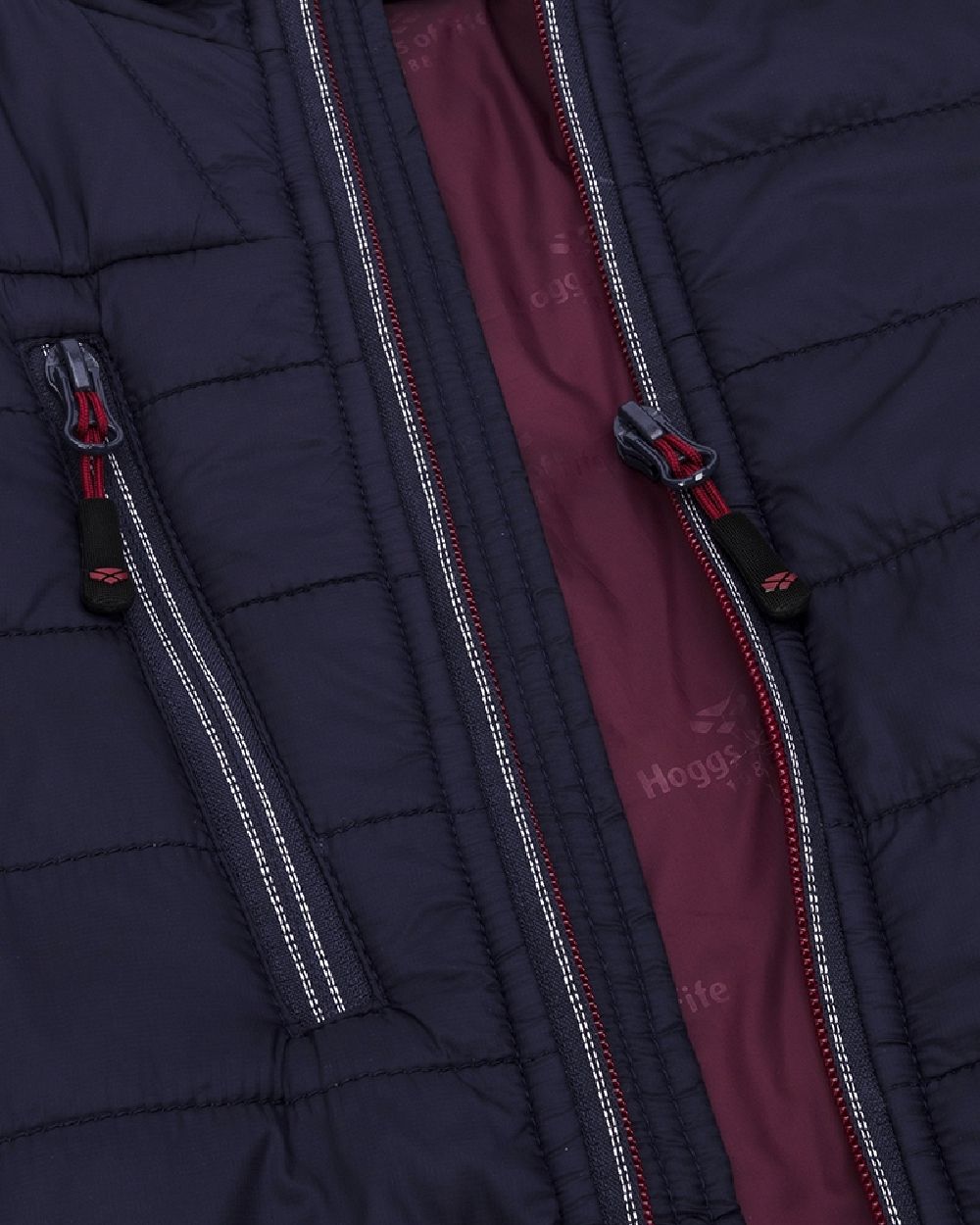 Navy/Merlot coloured Hoggs of Fife Kingston Lightweight Quilted Jacket on white background 