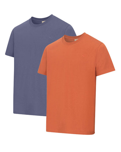 Hoggs of Fife Sandwood 2 Pack Cotton T-Shirts in Slate/Rust 