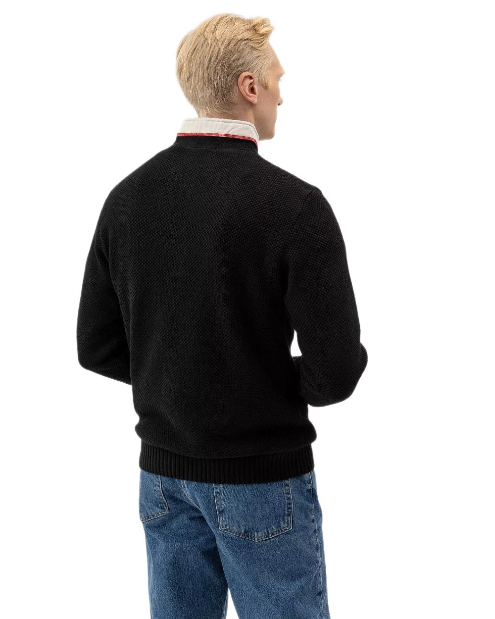 Black Mel Coloured Holebrook Mens Classic Knitted Windproof Sweater on white background