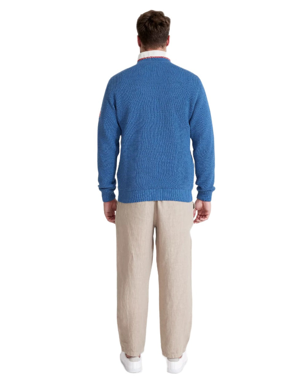 Copen Blue Coloured Holebrook Mens Classic Knitted Windproof Sweater on white background