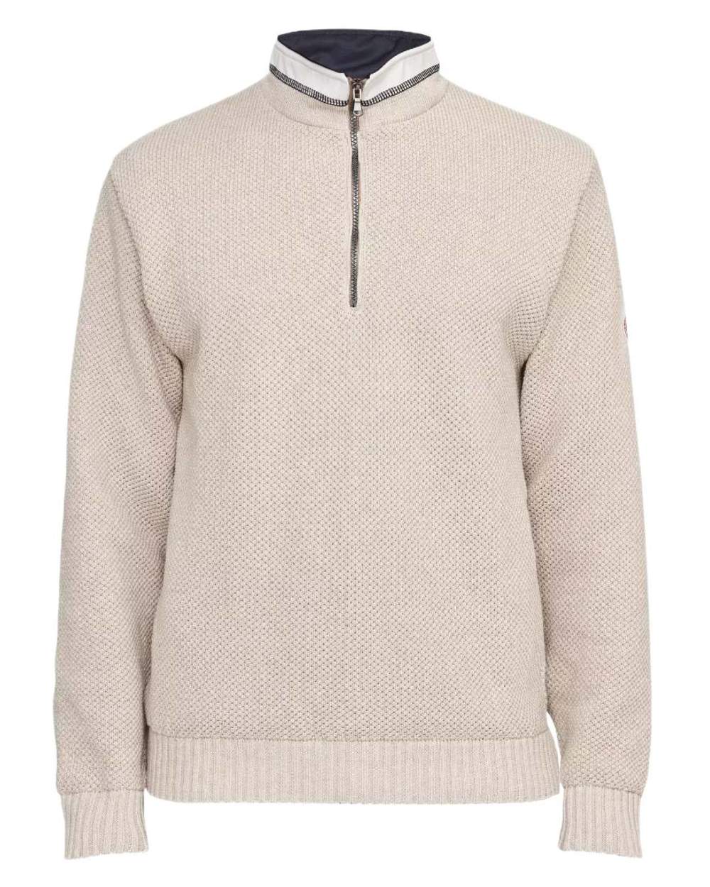 Khaki Coloured Holebrook Mens Classic Knitted Windproof Sweater on white background