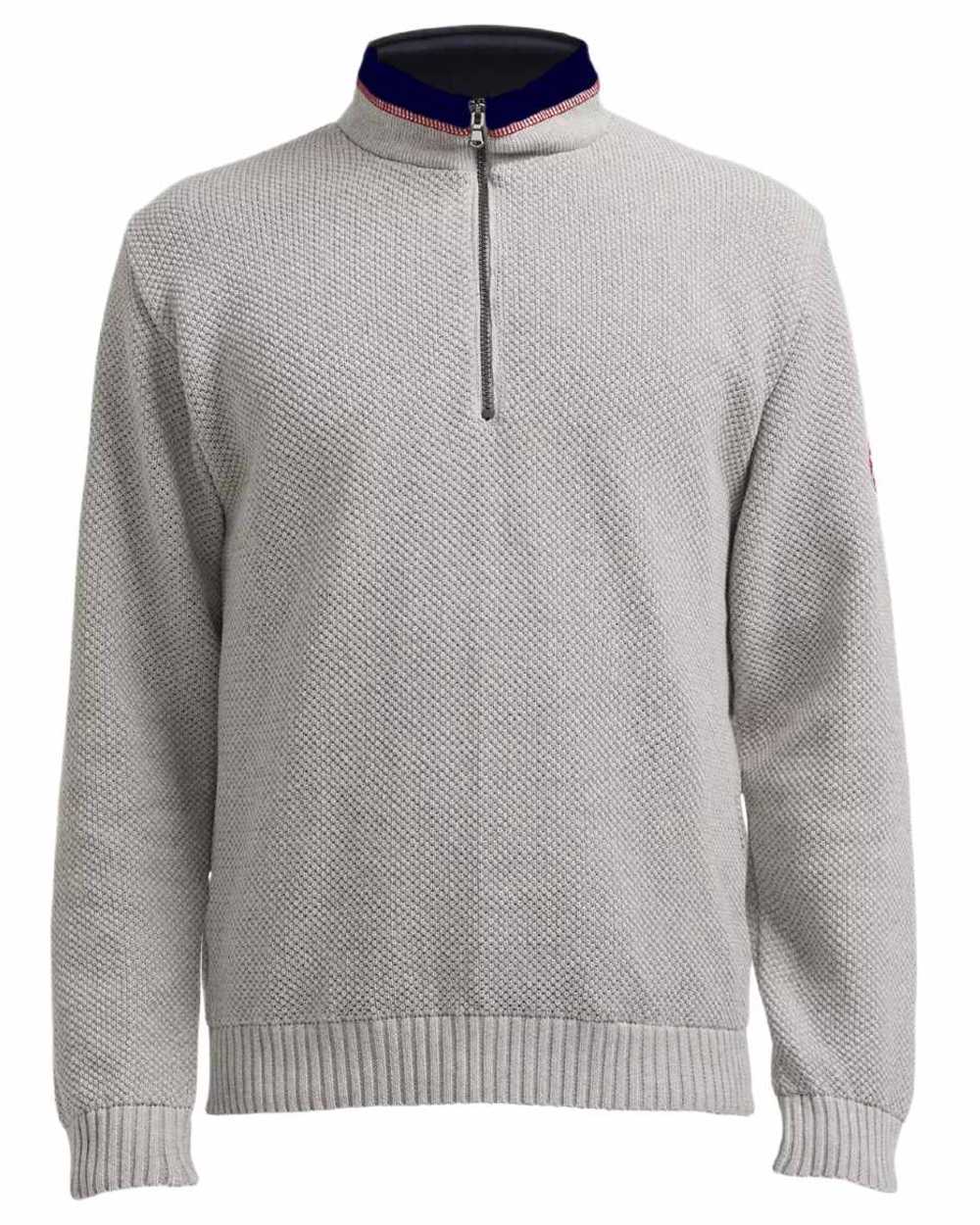 Light Grey Coloured Holebrook Mens Classic Knitted Windproof Sweater on white background