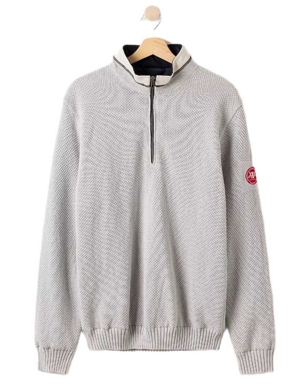 Marble Grey Coloured Holebrook Mens Classic Knitted Windproof Sweater on white background
