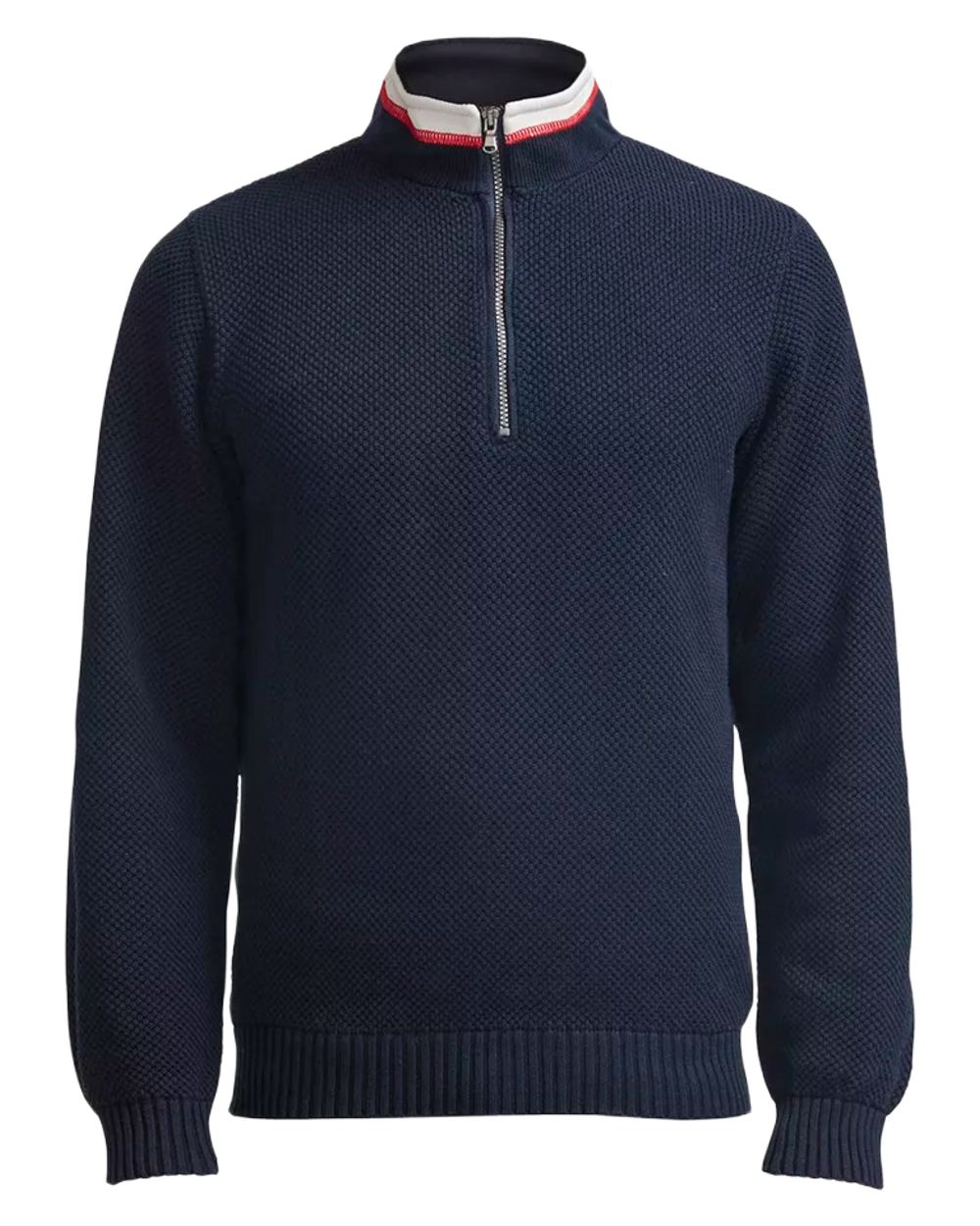 Navy Coloured Holebrook Mens Classic Knitted Windproof Sweater on white background