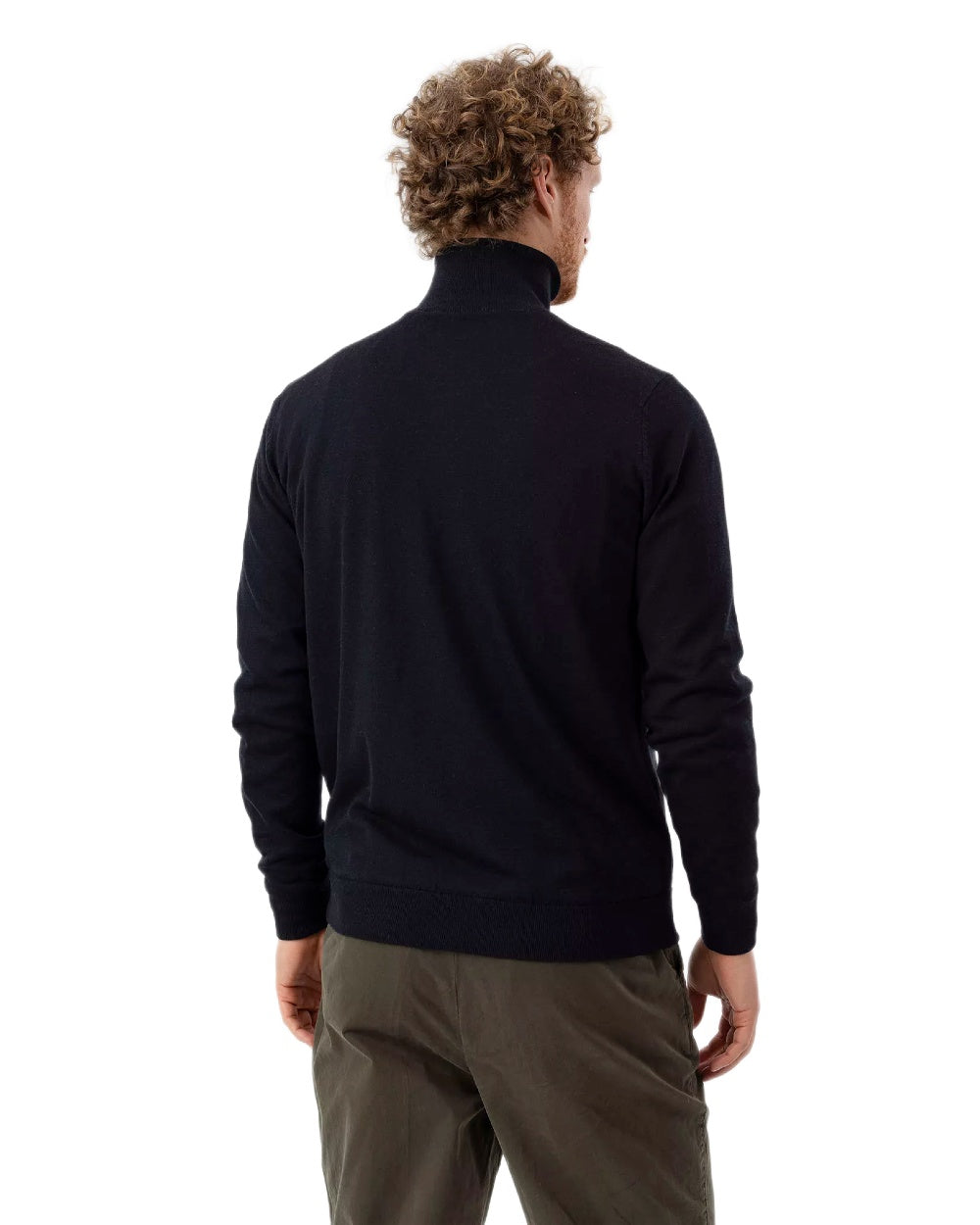 Black Coloured Holebrook Mens Jesper T-neck Knitted Windproof Sweater on white background