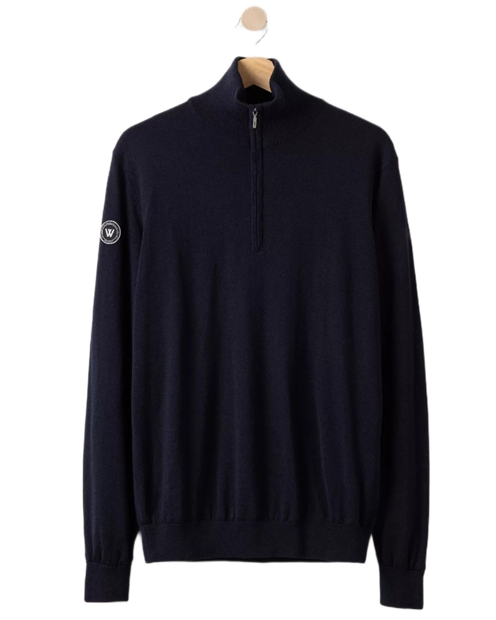 Dark Navy Coloured Holebrook Mens Jesper T-neck Knitted Windproof Sweater on white background
