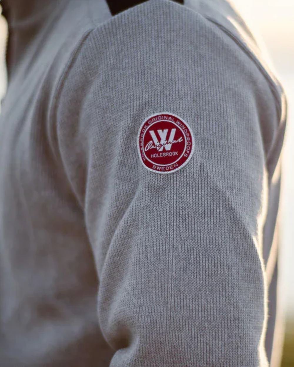 Light Grey Coloured Holebrook Mens Peter Quater Zip Windproof Sweater on white background