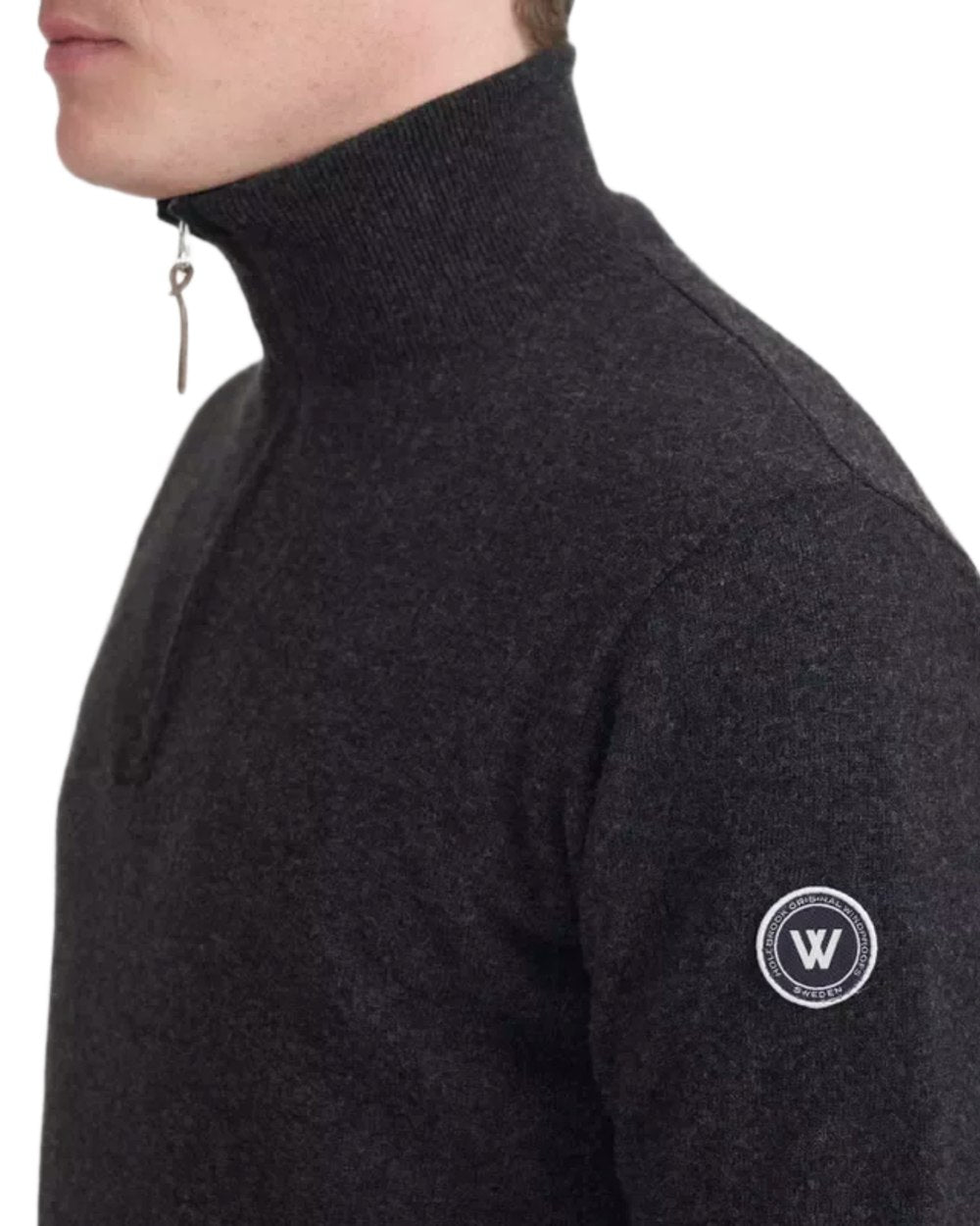 Anthracite Colour Coloured Holebrook Mens Stellan T-neck Knitted Windproof Sweater on white background