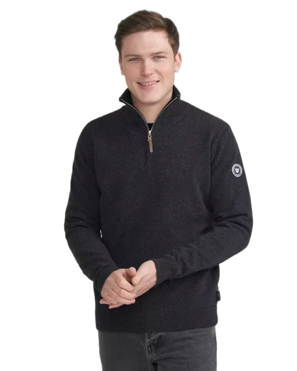 Anthracite Colour Coloured Holebrook Mens Stellan T-neck Knitted Windproof Sweater on white background