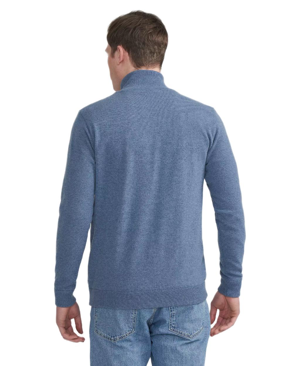 Fade Blue Coloured Holebrook Mens Stellan T-neck Knitted Windproof Sweater on white background