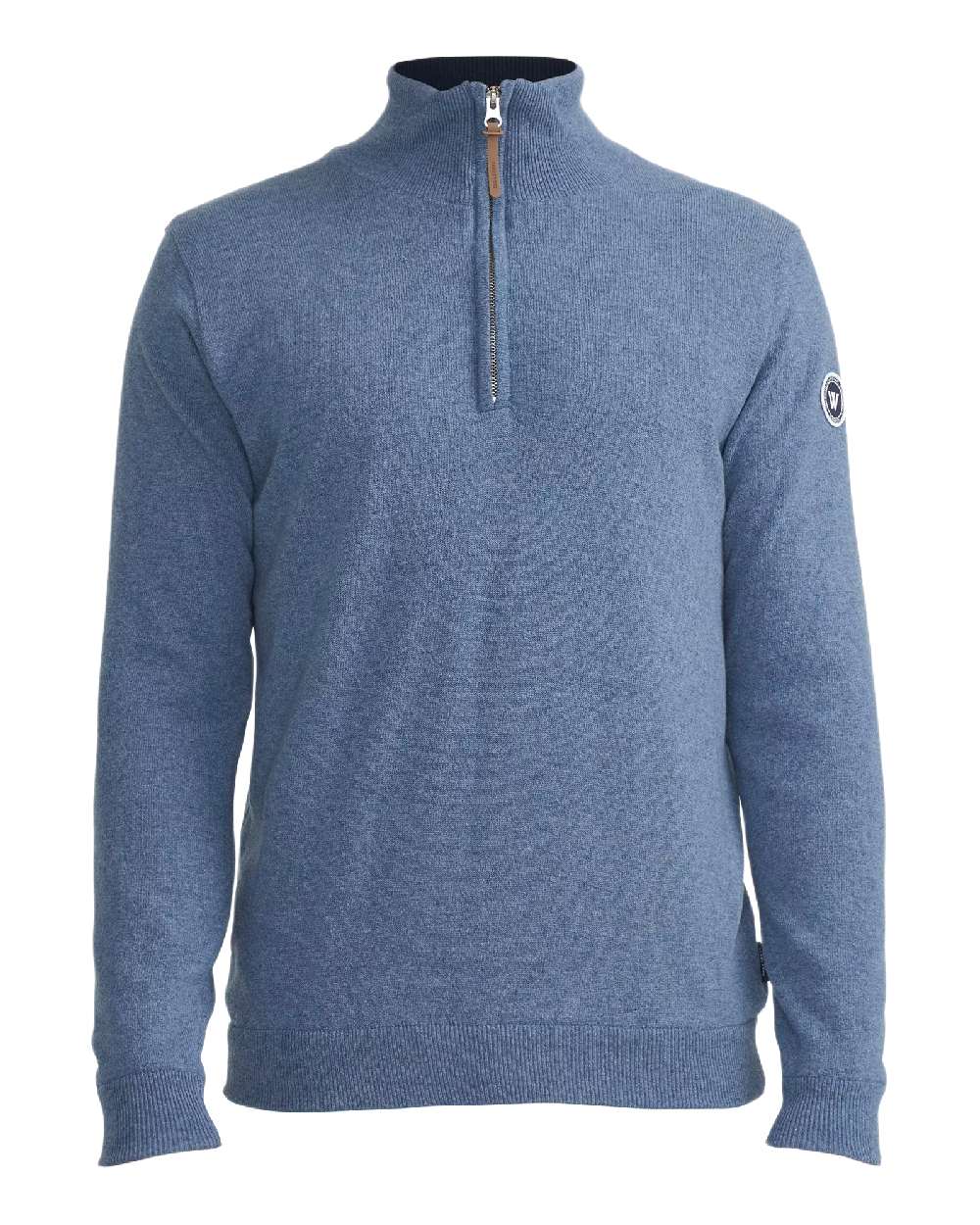 Fade Blue Coloured Holebrook Mens Stellan T-neck Knitted Windproof Sweater on white background