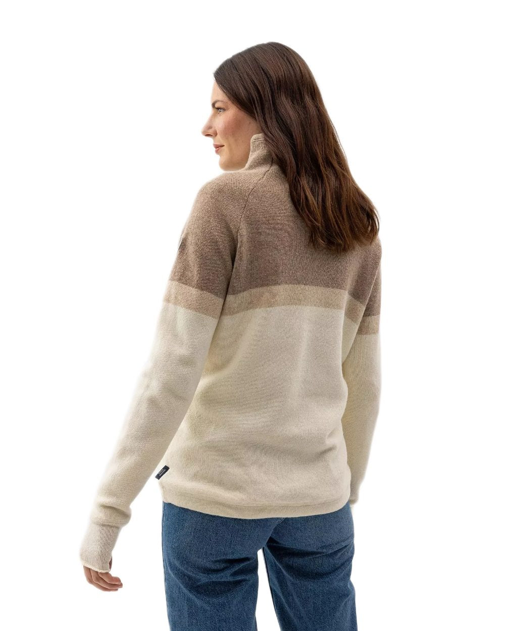 Khaki Off White Coloured Holebrook Womens Martina Knitted Windproof Sweater on white background