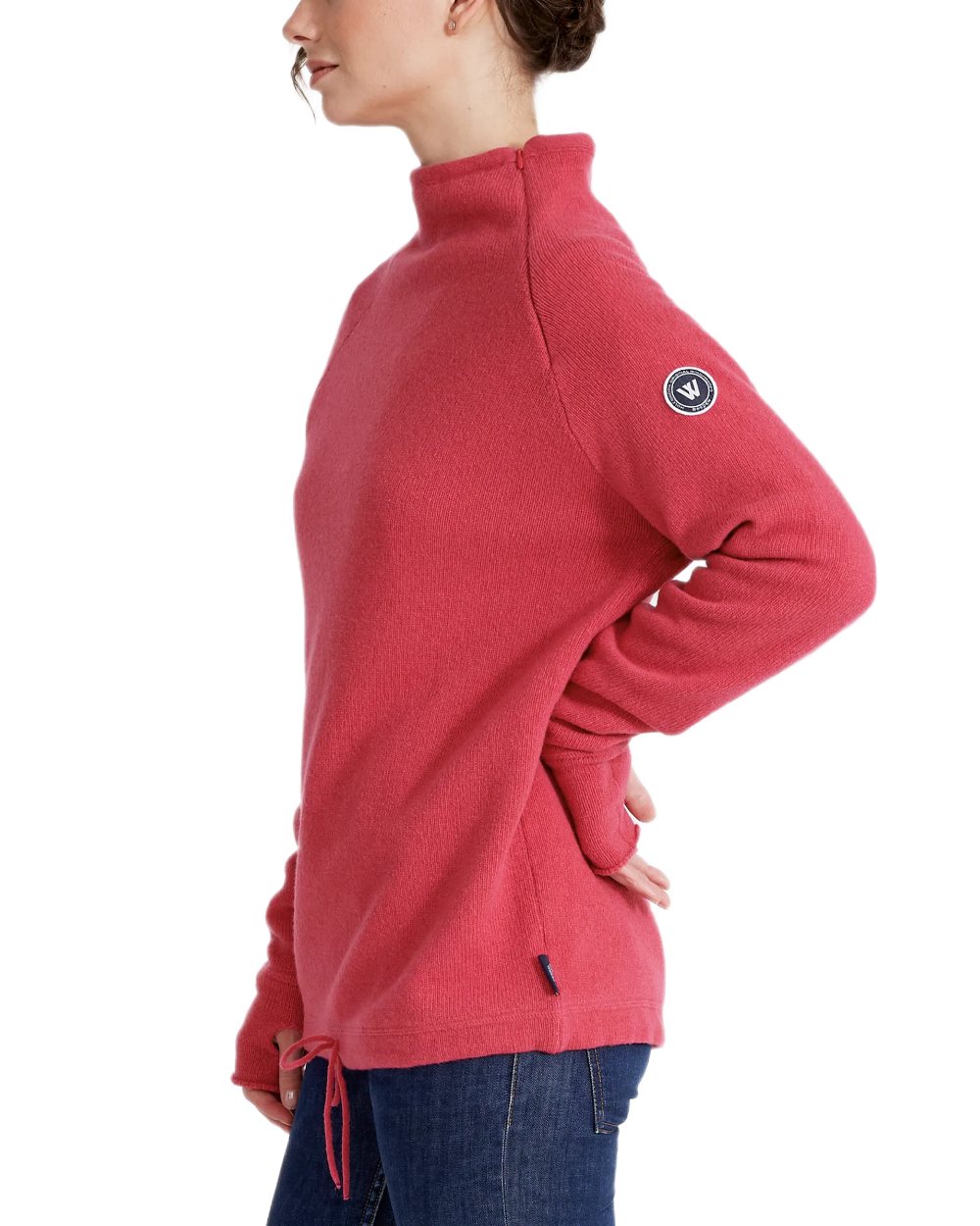 Peony Pink Coloured Holebrook Womens Martina Knitted Windproof Sweater on white background