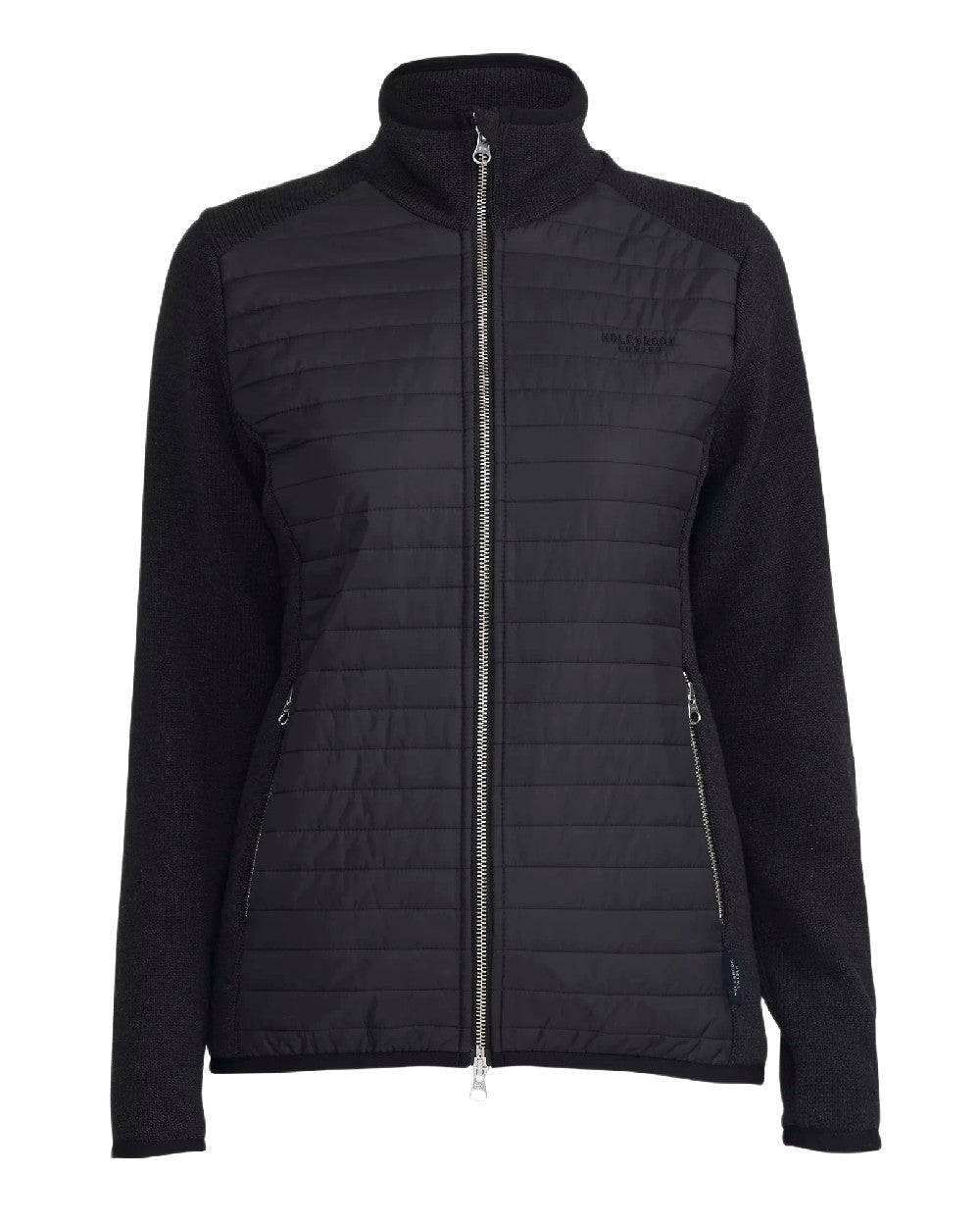 Black Coloured Holebrook Womens Mimmi Fullzip Knitted Wind-Lined Jacket on white background