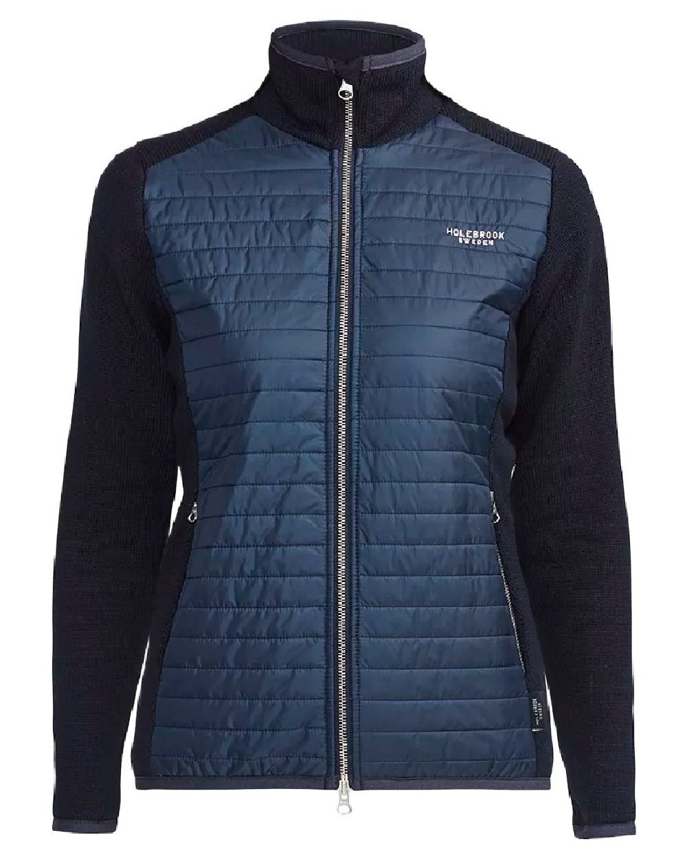 Navy Coloured Holebrook Womens Mimmi Fullzip Knitted Wind-Lined Jacket on white background