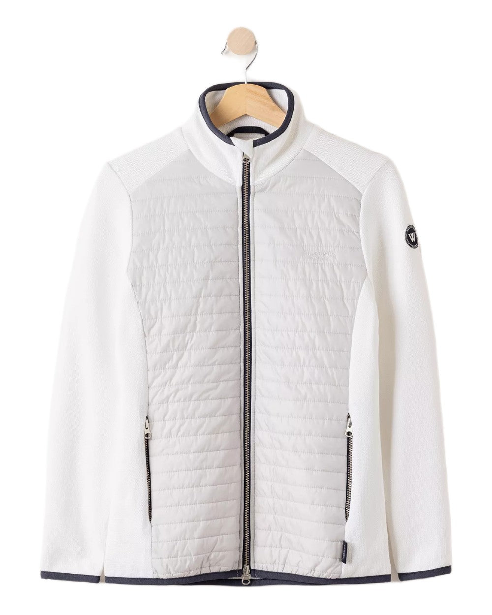 White Marble Grey Coloured Holebrook Womens Mimmi Fullzip Knitted Wind-Lined Jacket on white background