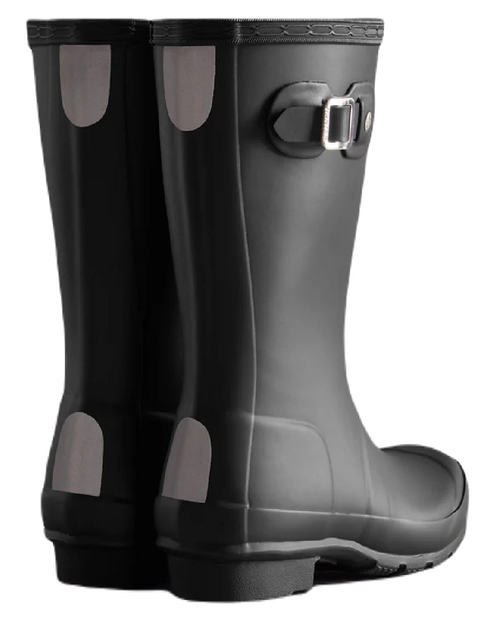 Black coloured Hunter Big Kids Original Wellington Boots on white background