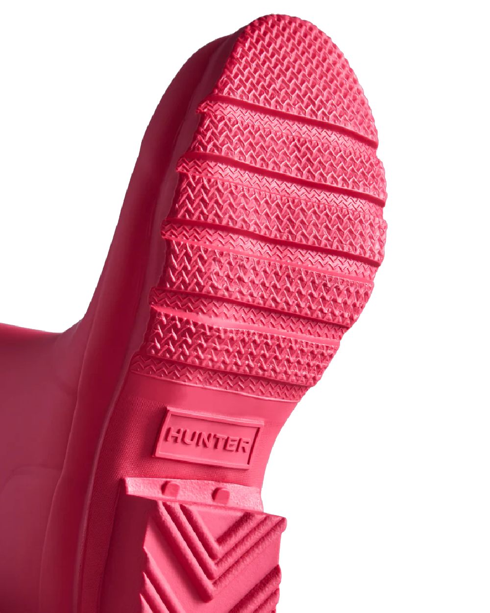 Bright Pink coloured Hunter Big Kids Original Wellington Boots on white background