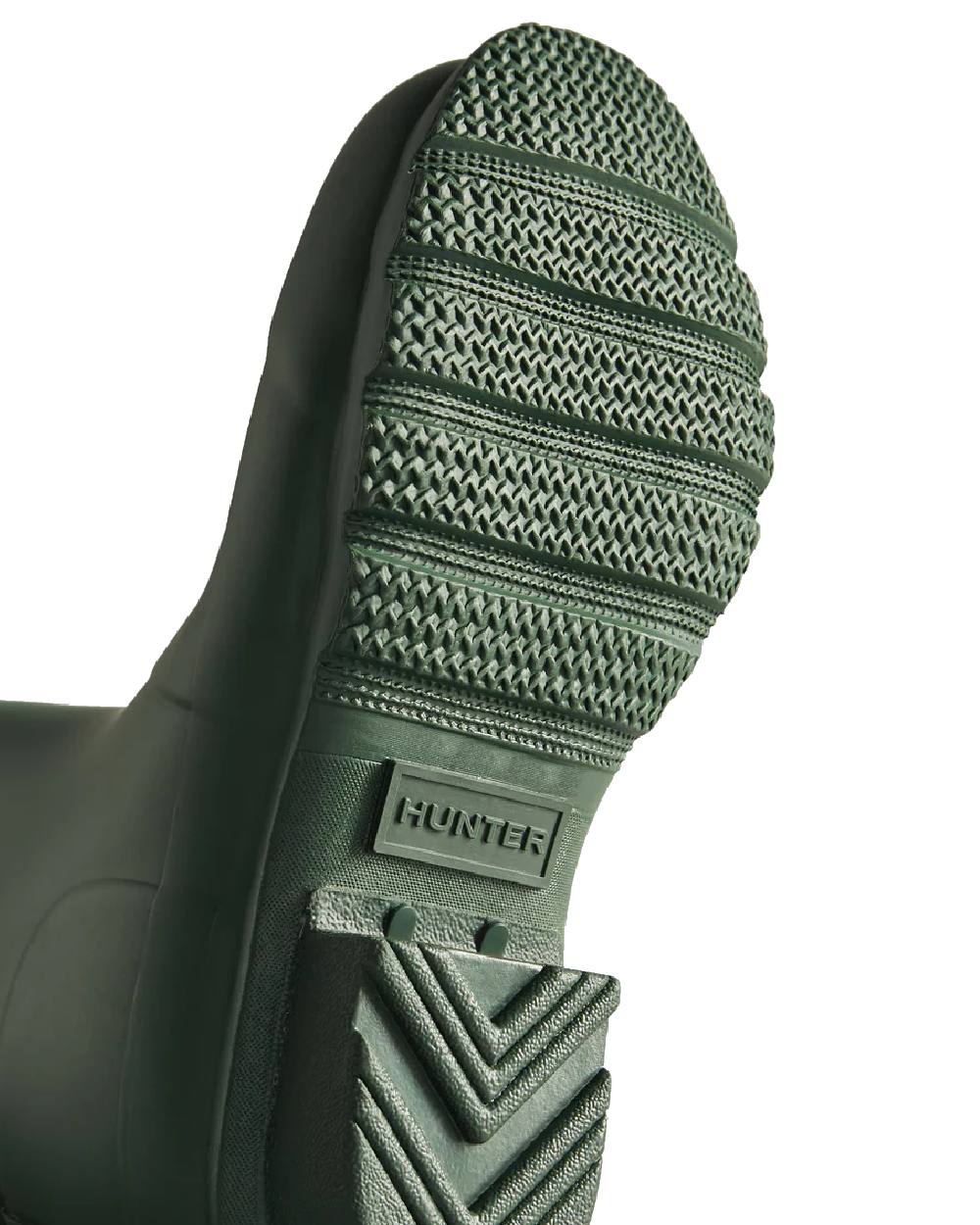 Hunter Green coloured Hunter Big Kids Original Wellington Boots on white background