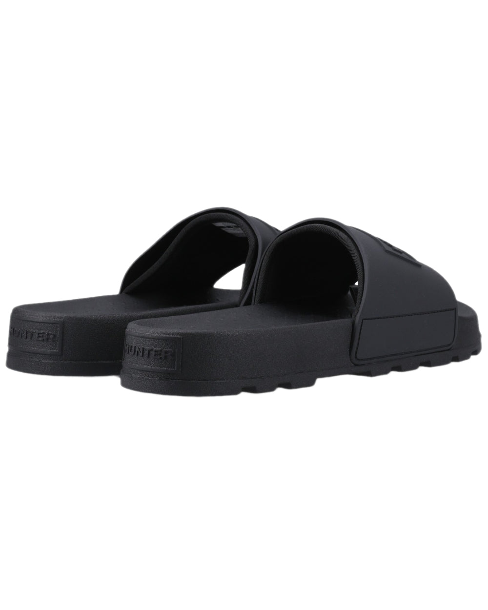 Black Coloured Hunter Core Embossed Sliders on white background