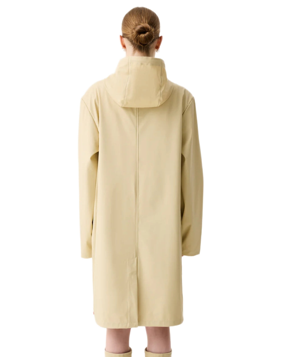Gravel coloured Hunter Downpour Andrea PU Rain Coat on white background