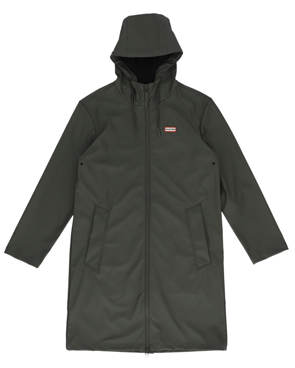 Kambaba Green coloured Hunter Downpour Andrea PU Rain Coat on white background