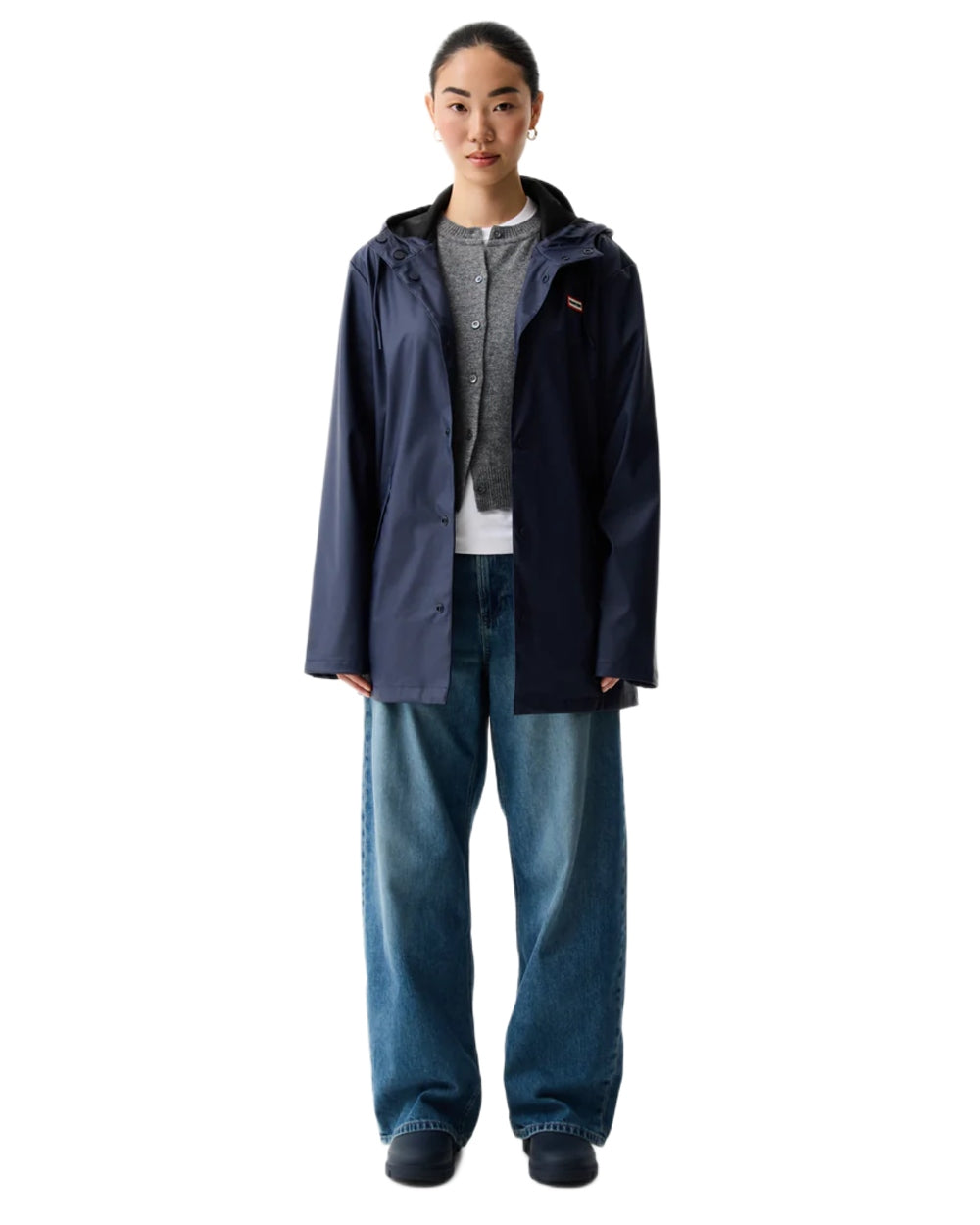 Night Sky coloured Hunter Downpour Jo Pu Rain Parka on white background
