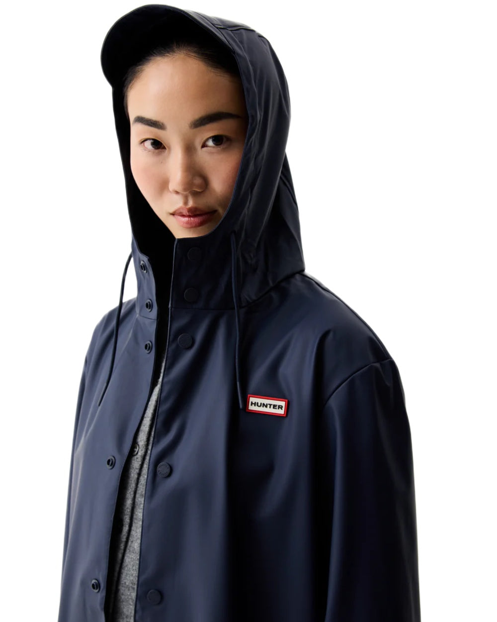 Night Sky coloured Hunter Downpour Jo Pu Rain Parka on white background
