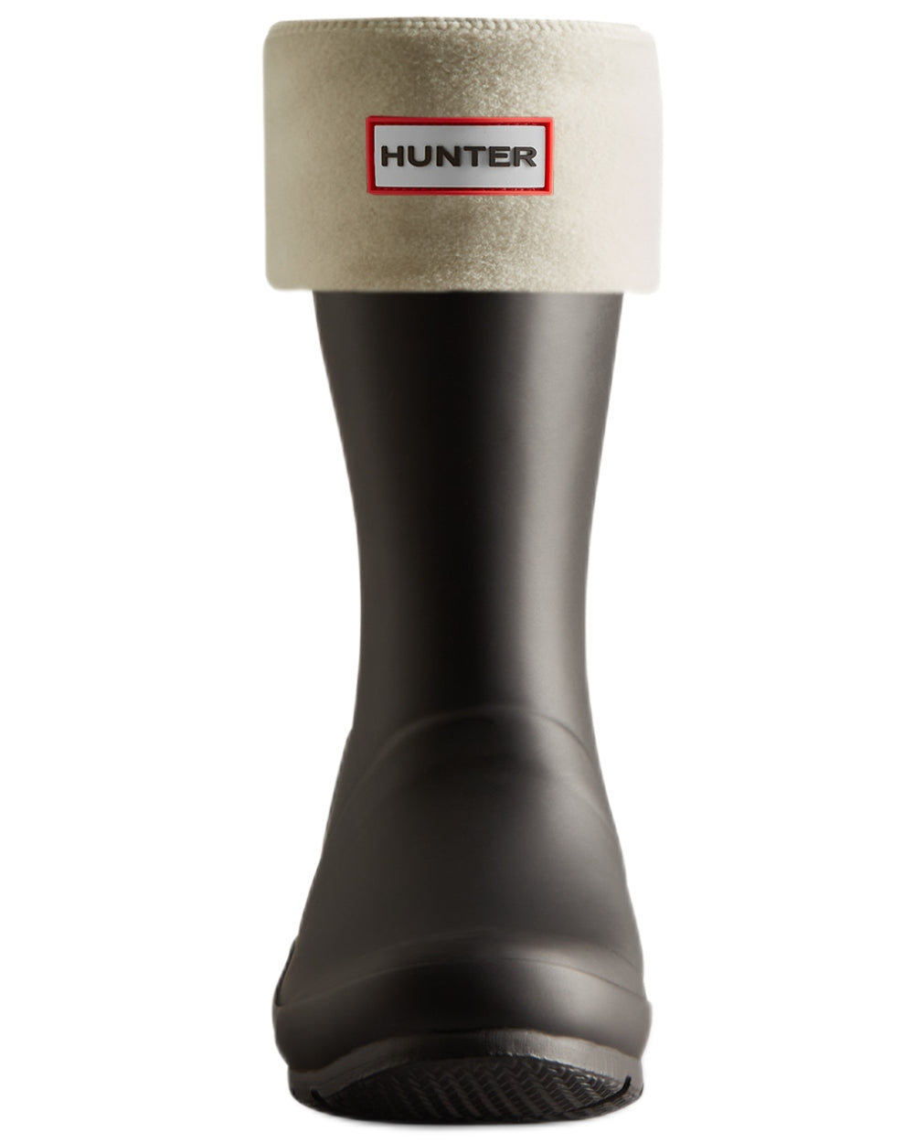 White coloured Hunter Kids Recycled Fleece Cuff Boot Socks on white background