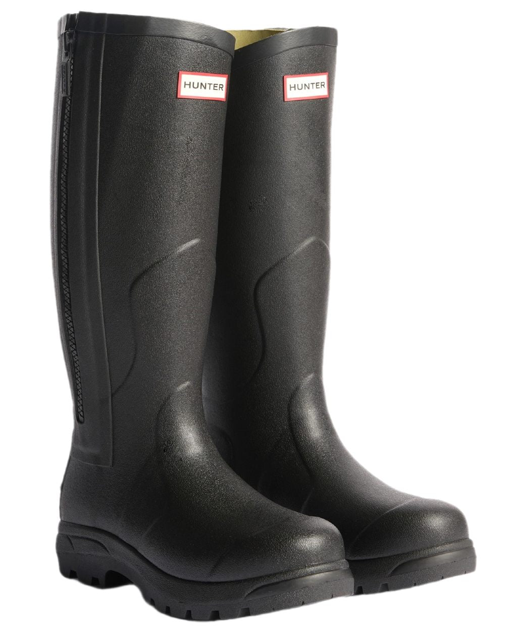 Black Coloured Hunter Mens Balmoral MK II Full Zip Boots on white background