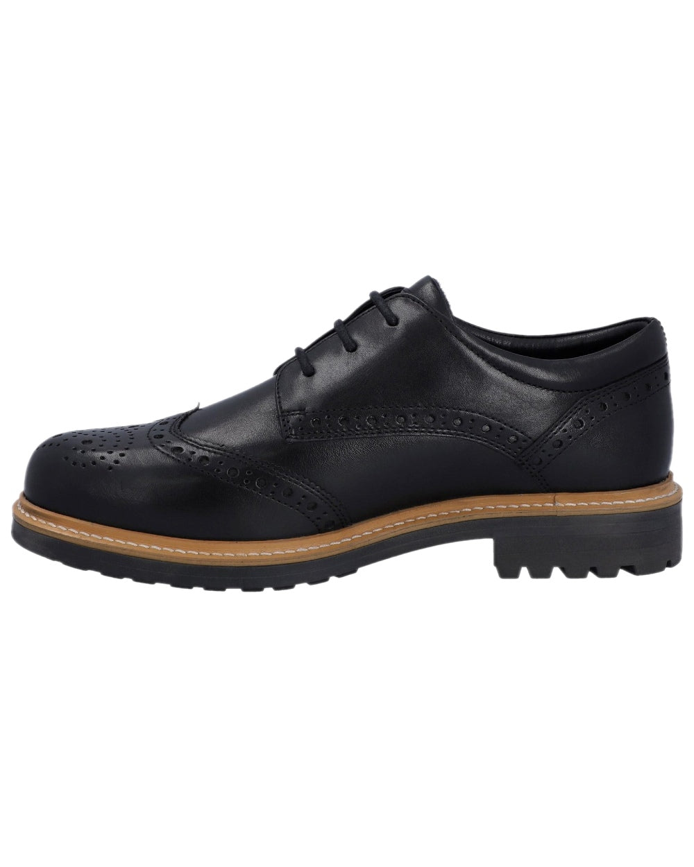Black Coloured Hunter Mens Cawdor Brogue Gibson Shoes on white background