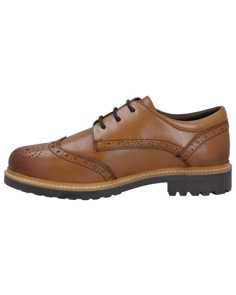 Tan Coloured Hunter Mens Cawdor Brogue Gibson Shoes on white background