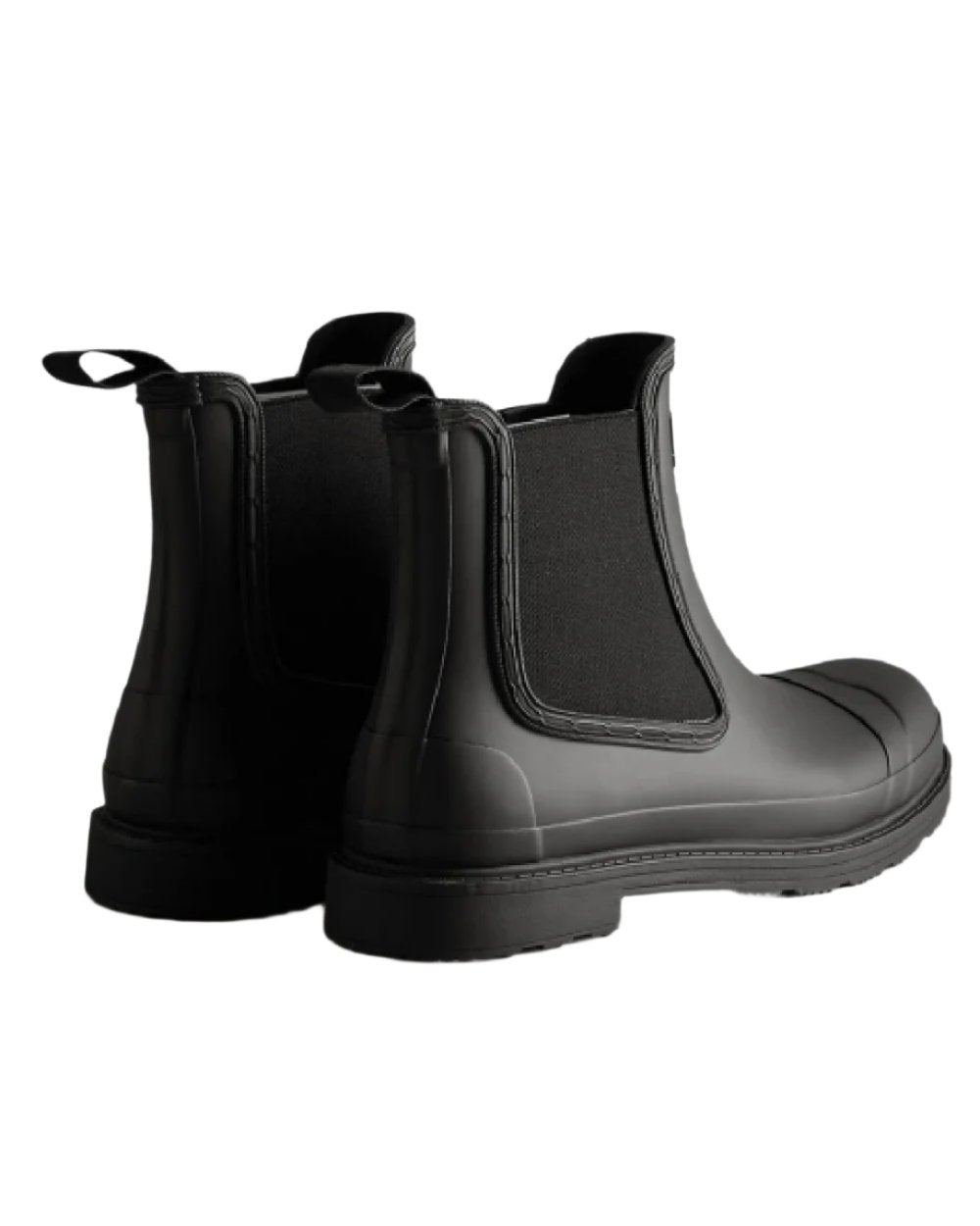 Black coloured Hunter Mens Commando Chelsea Boots on white background