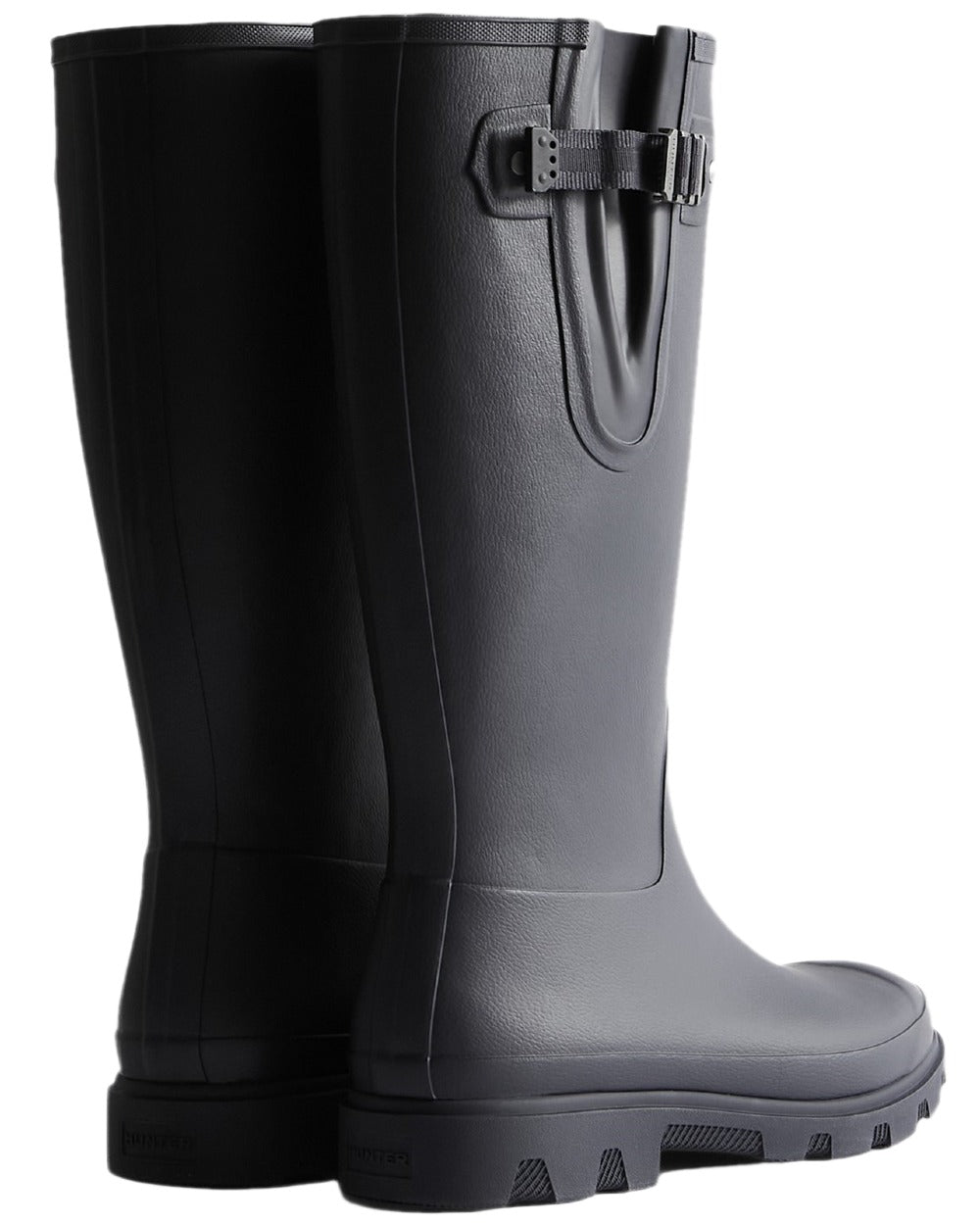 Hunter Navy Coloured Hunter Mens Downpour Adjustable Tall Boots on white background