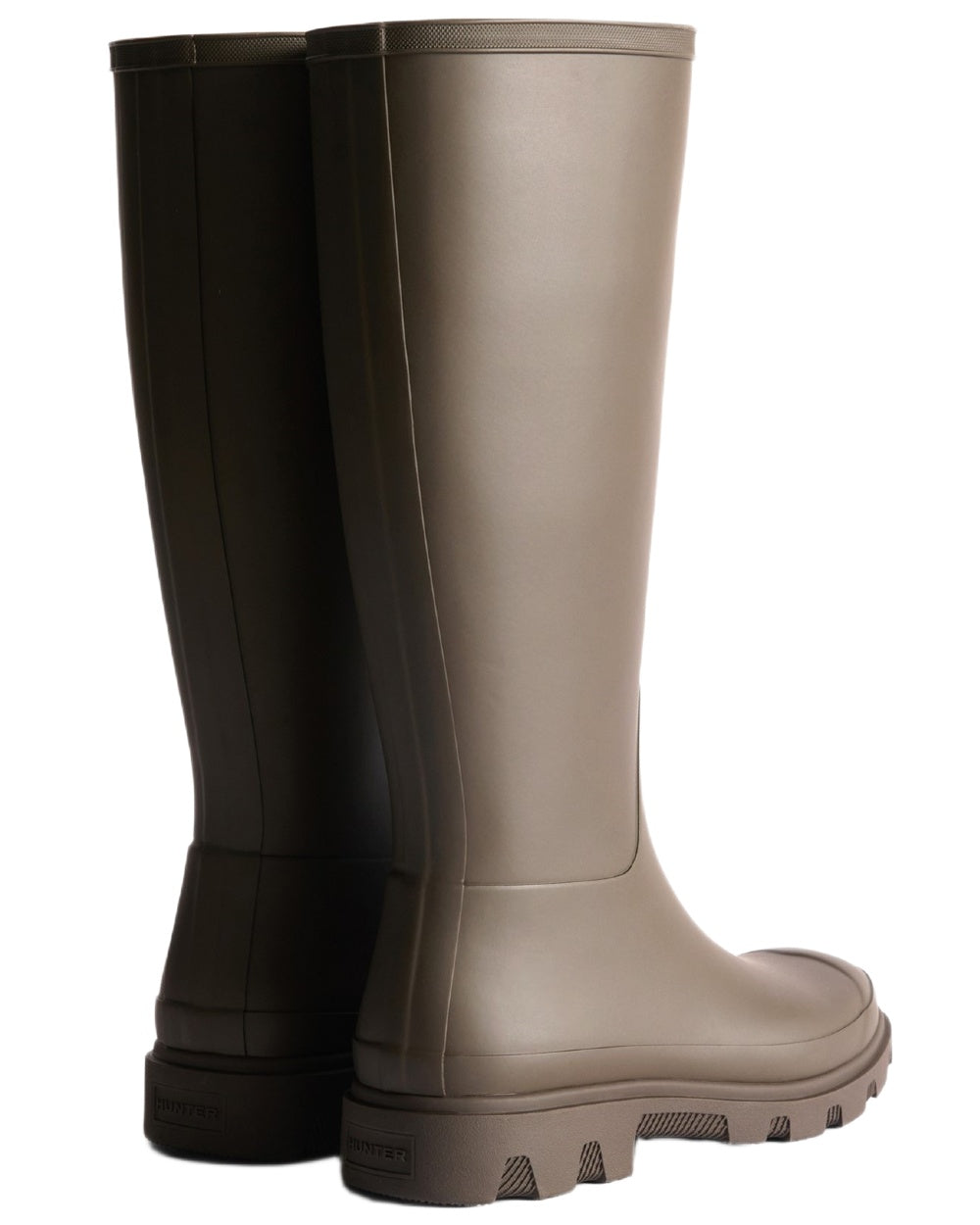 Chocolate Brown Coloured Hunter Mens Downpour Tall Wellingtons on white background
