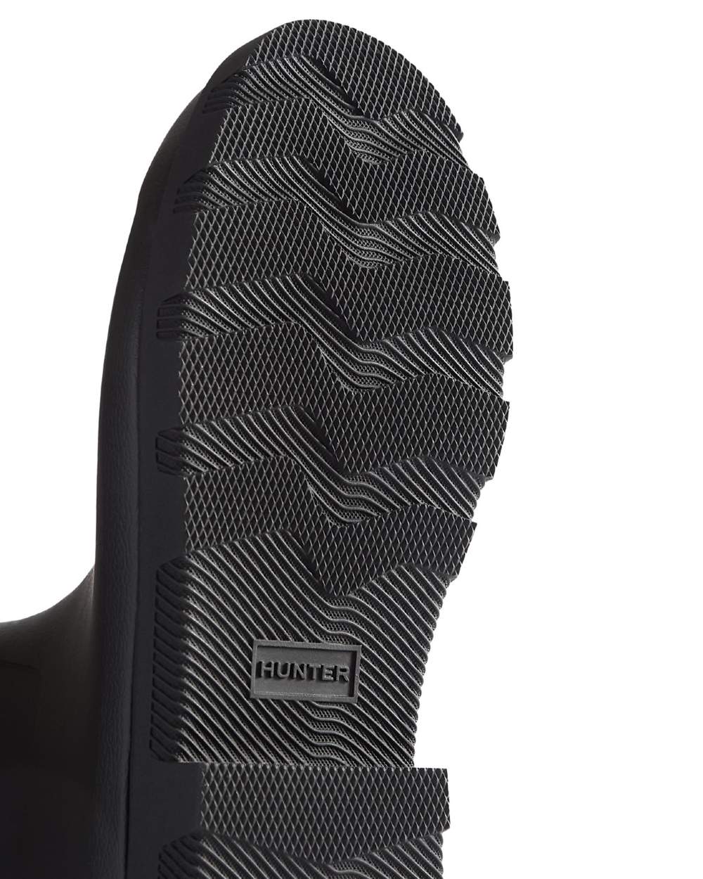 Black coloured Hunter Mens Field Downpour Adjustable Wellingtons on white background