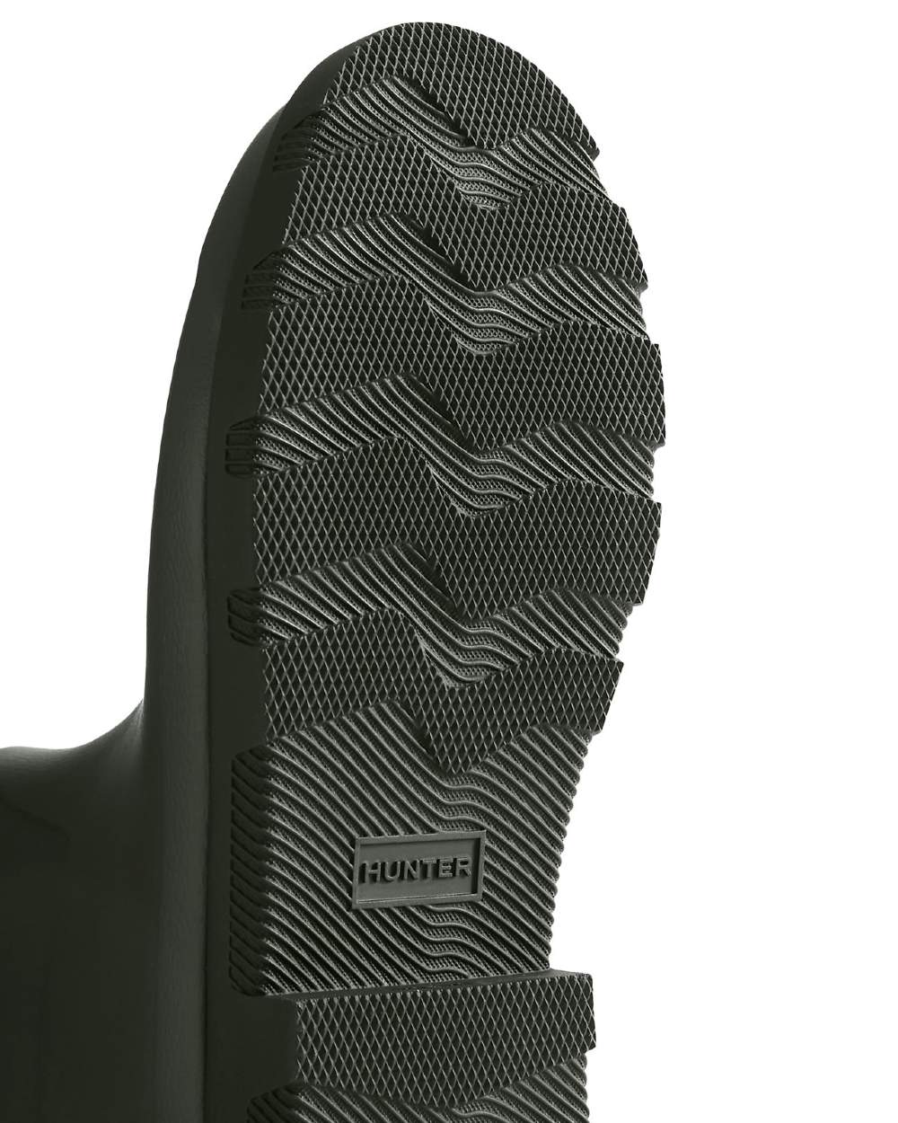 Dark Olive Black coloured Hunter Mens Field Downpour Adjustable Wellingtons on white background