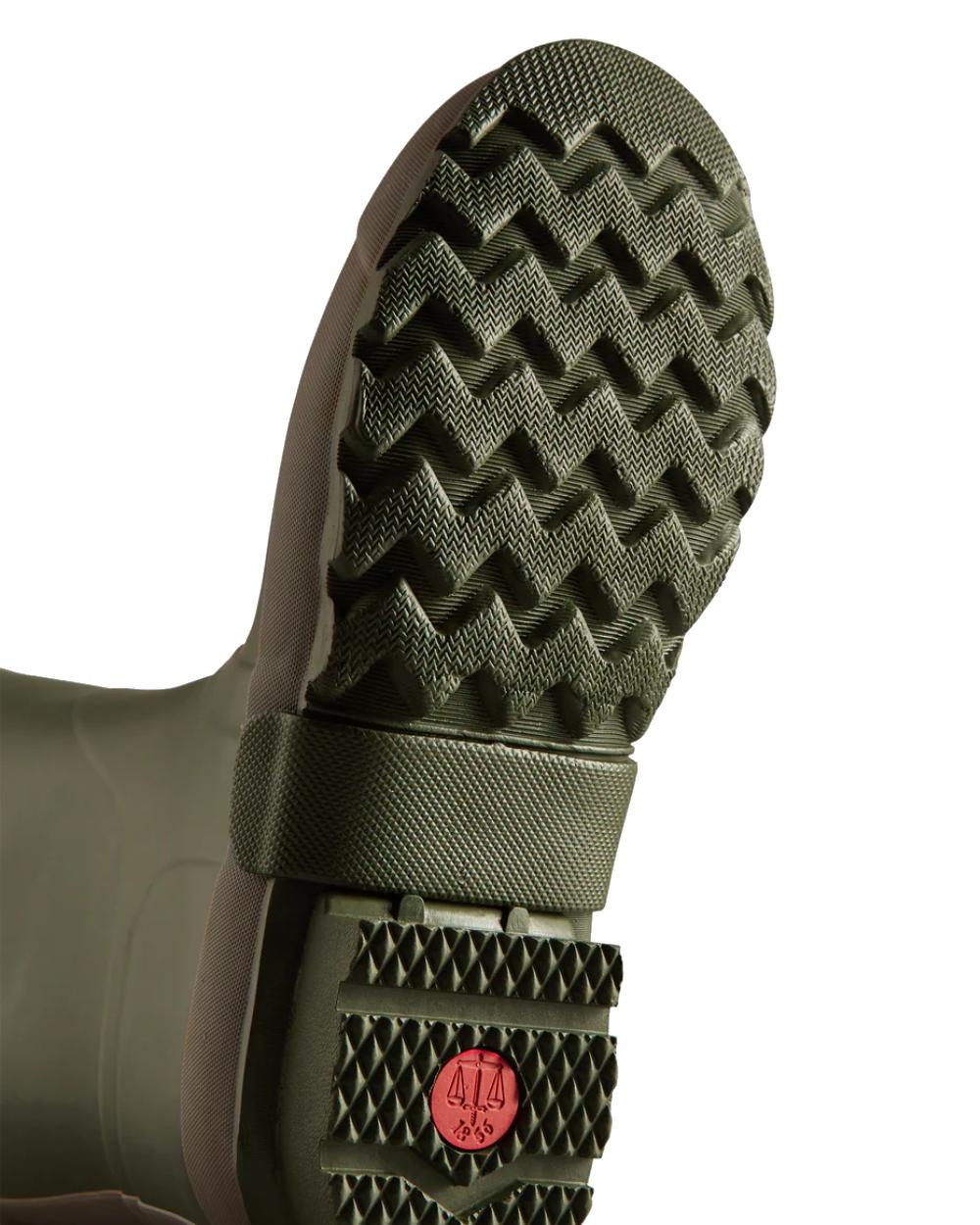 Dark Olive Clay coloured Hunter Mens Gardener Wellington Boots on white background