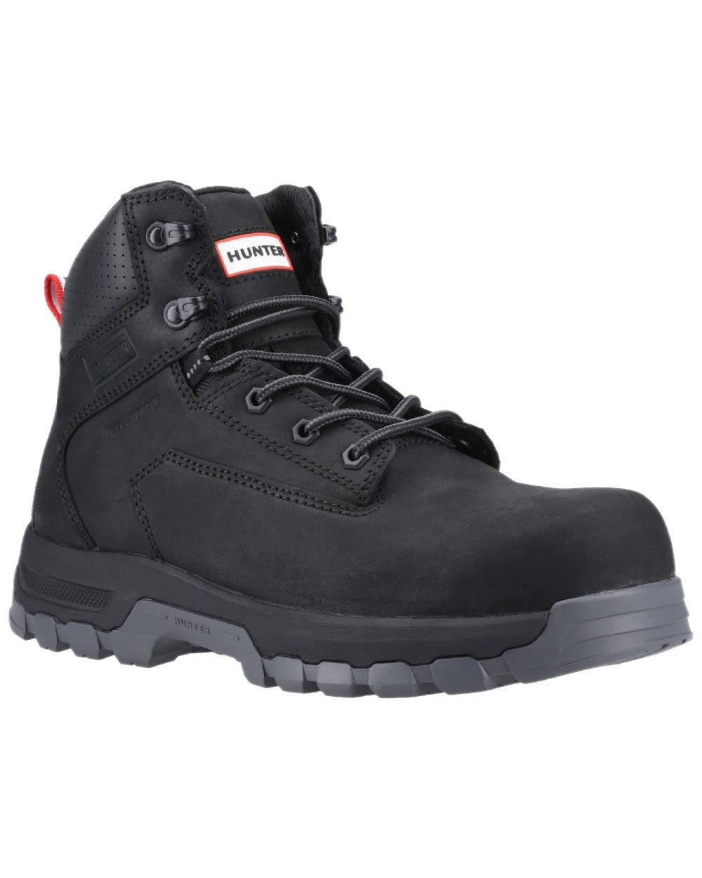 Black Coloured Hunter Mens Lightning Safety Boots on white background