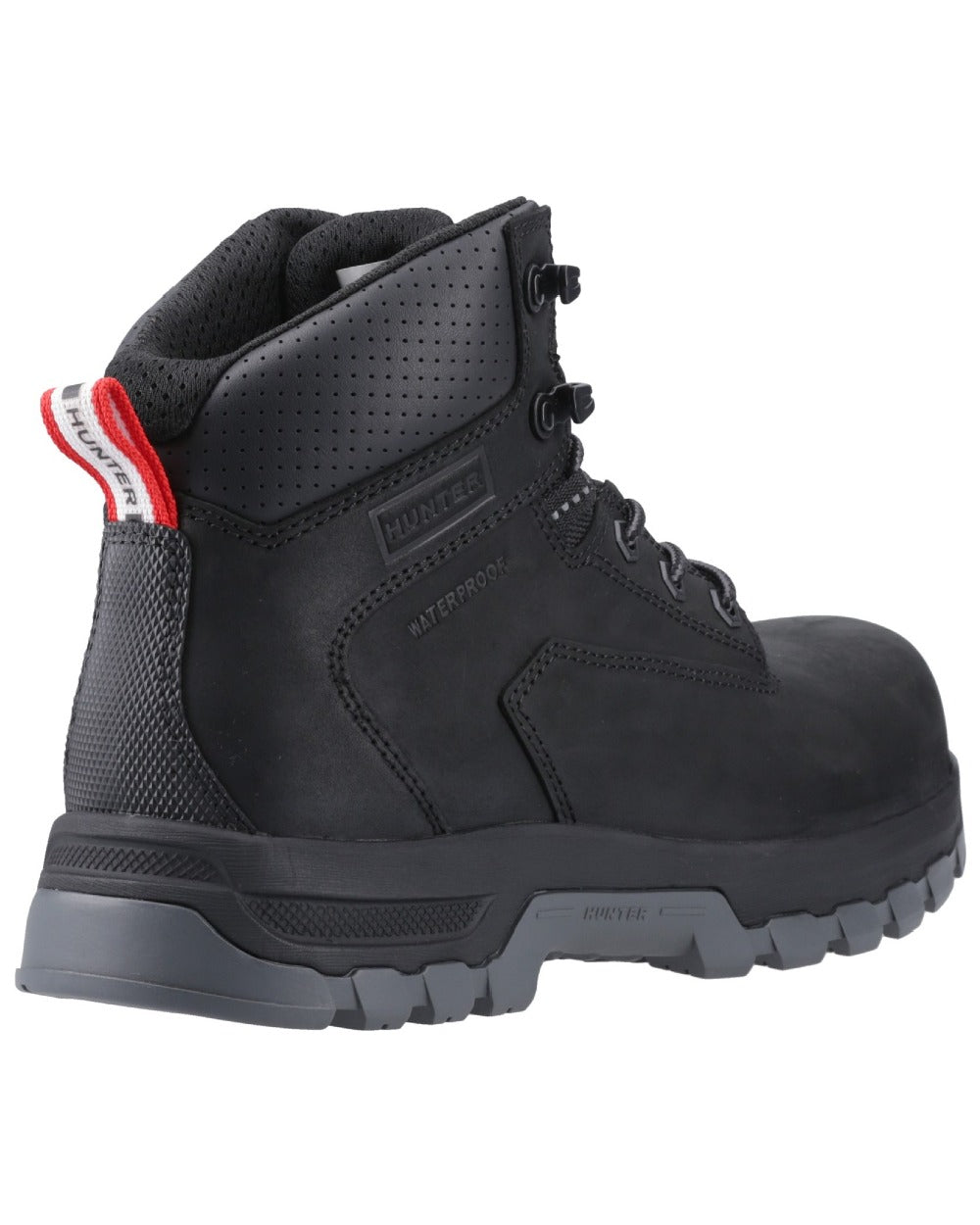 Black Coloured Hunter Mens Lightning Safety Boots on white background