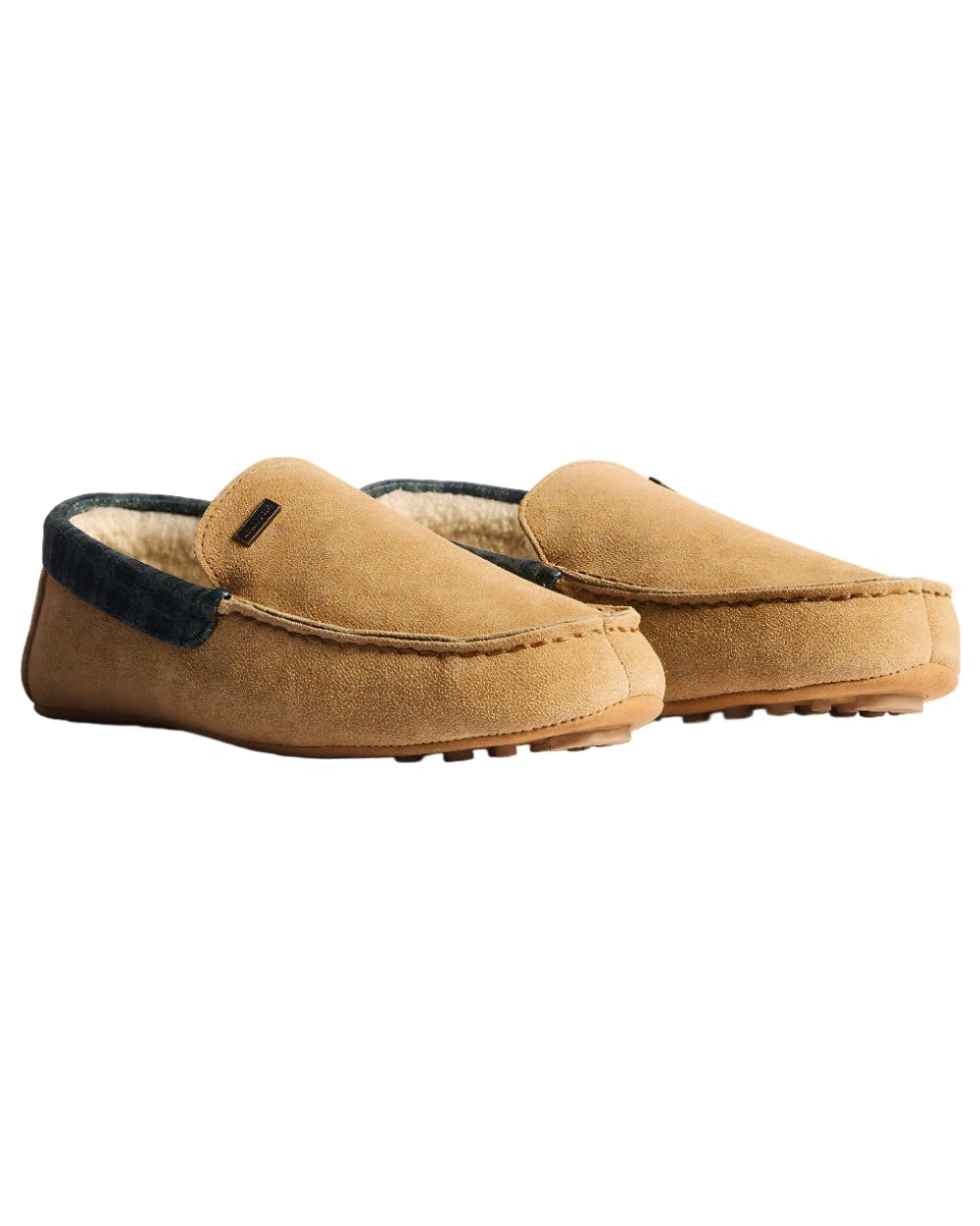Biscuit Coloured Hunter Mens Moccasin Slippers on white background