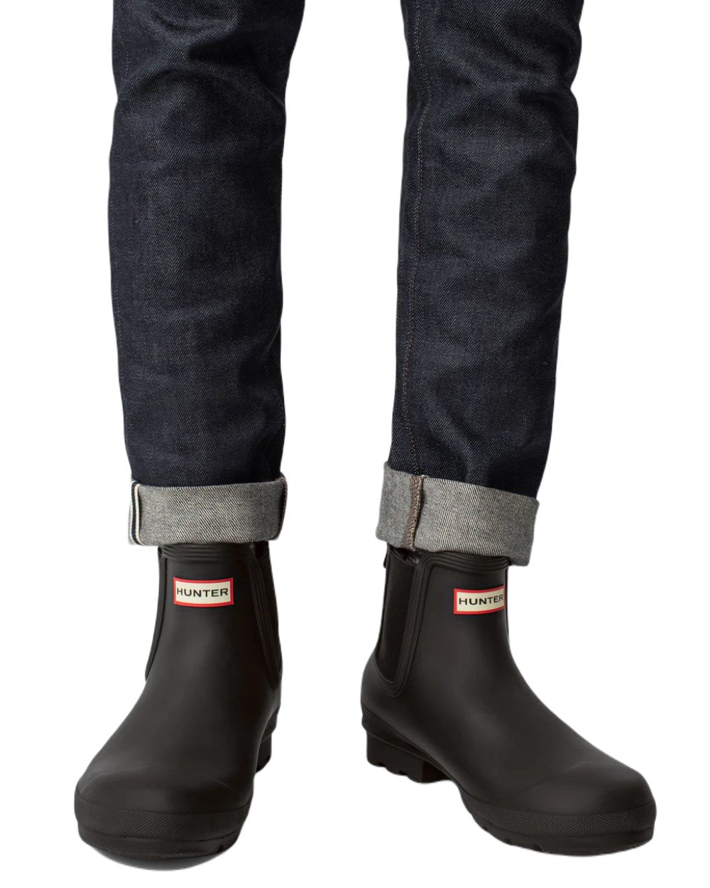 Black coloured Hunter Mens Original Chelsea Boots on white background