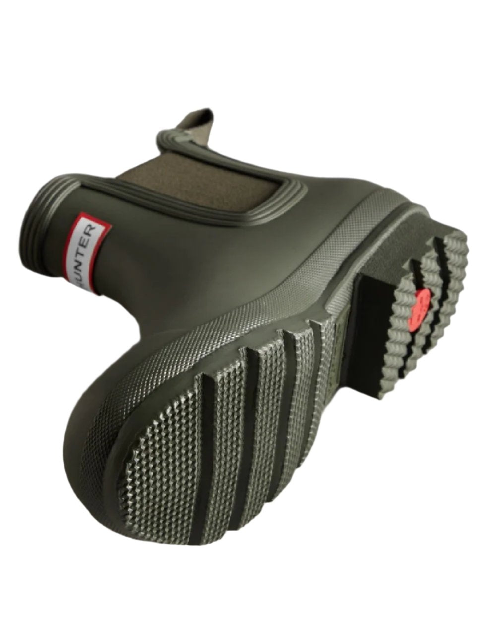 Dark Olive coloured Hunter Mens Original Chelsea Boots on white background