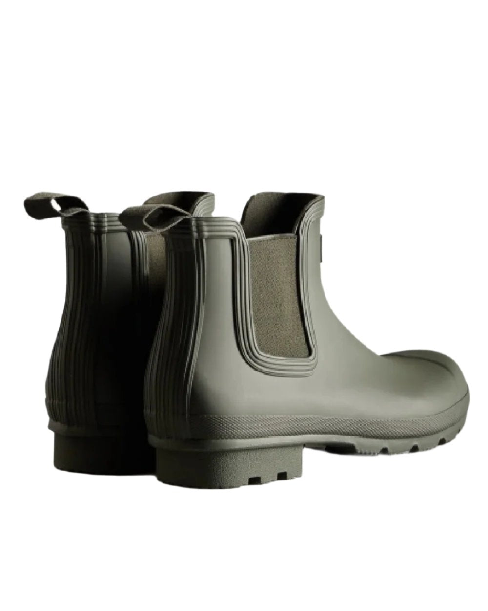 Dark Olive coloured Hunter Mens Original Chelsea Boots on white background