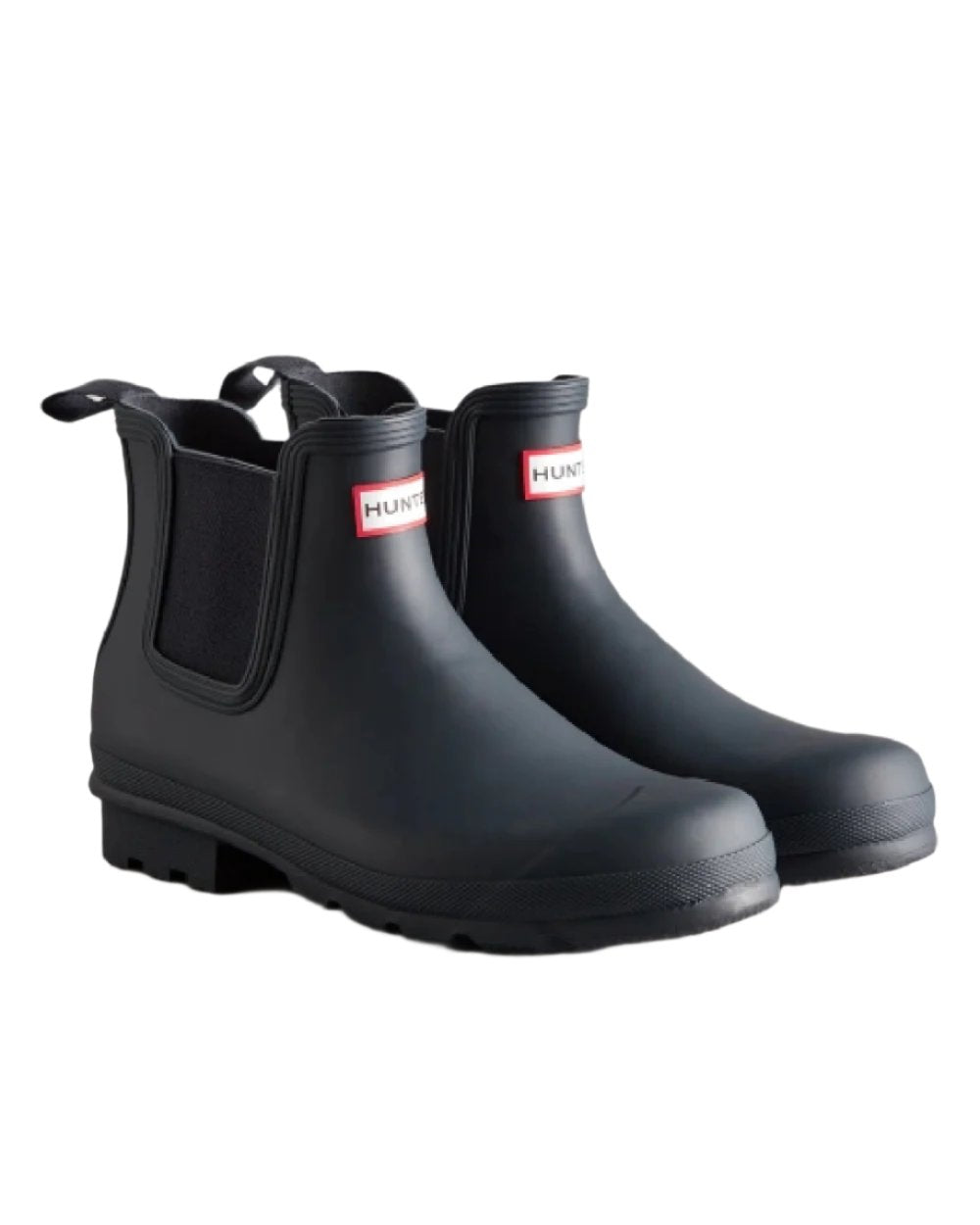Navy coloured Hunter Mens Original Chelsea Boots on white background