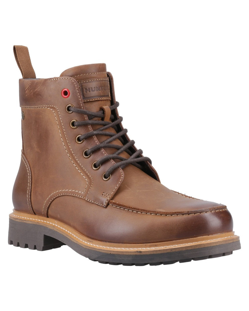 Dark Tan coloured Hunter Mens Shaws Ankle Boots on white background