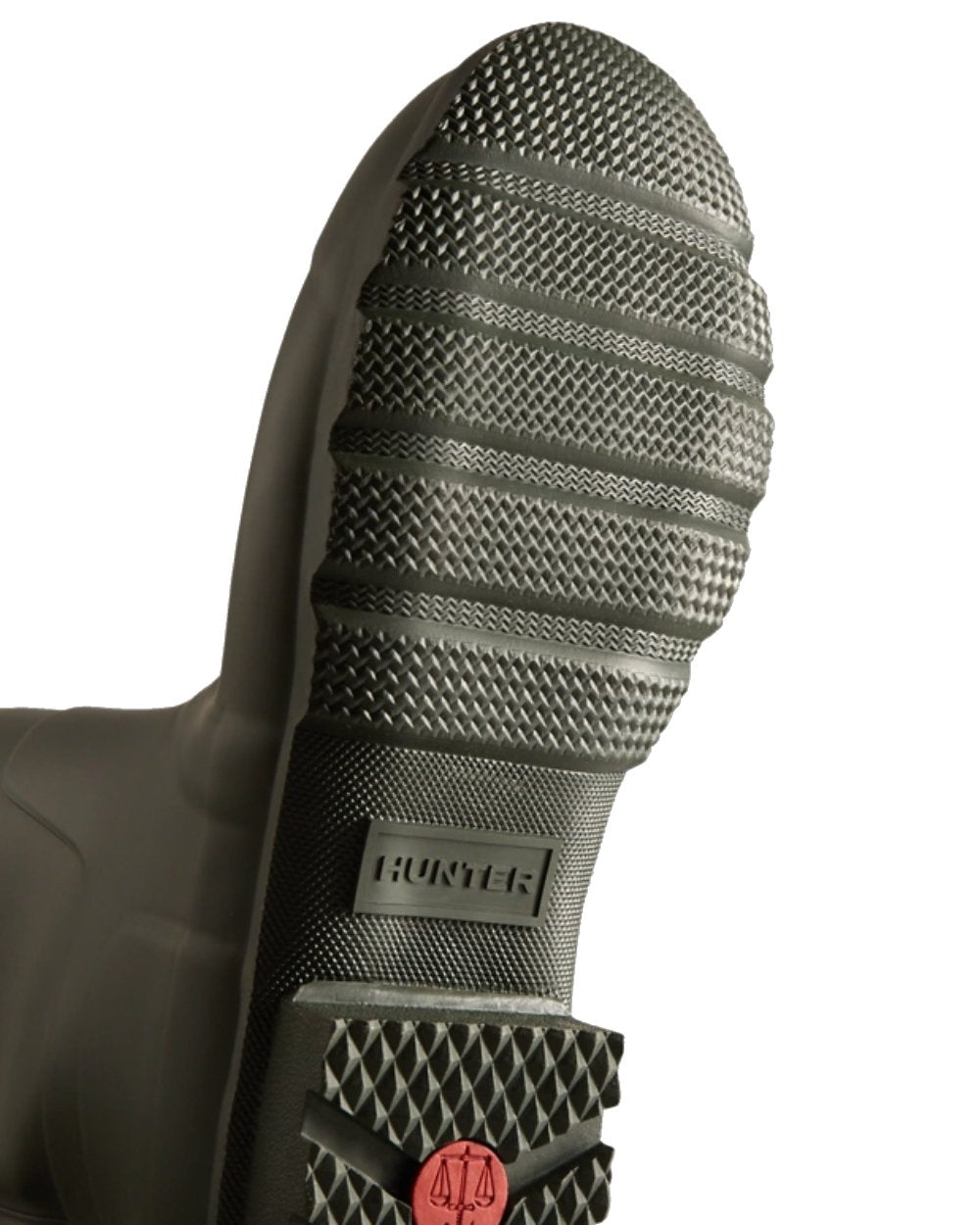 Dark Olive coloured Hunter Mens Tall Side Adjustable Wellington Boots on white background
